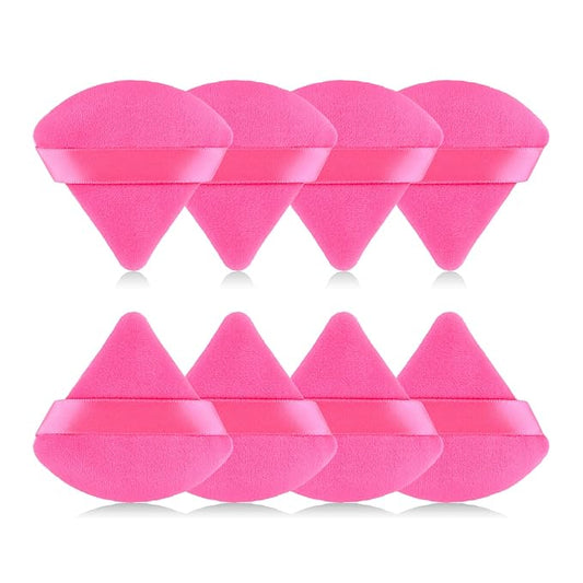8pcs Triangular Powder Puff Face Soft Velvet Makeup Puff for Loose Powder Body Powder Makeup Sponge for Contouring Wet Dry Foundation Blender Sponge Beauty Makeup Tool.(Rose Red)