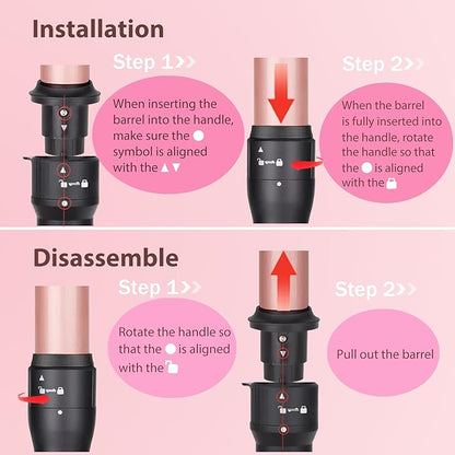 3 in 1 Curling Iron Set, Hair Curling Wand Set with 3 Interchangeable Ceramic Curling Barrel(0.35”-1.25”), Instant Heat Up, Dual Voltage Hair Curler Beach Waves, Include Glove