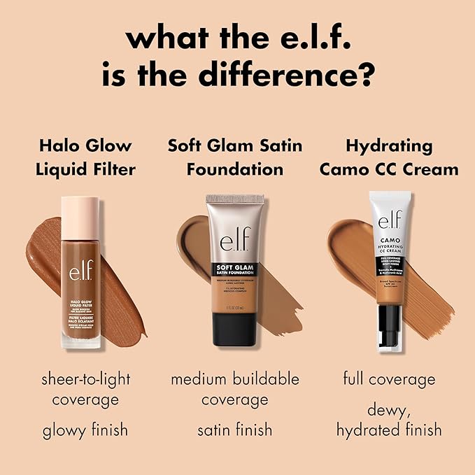 e.l.f. Soft Glam Foundation, Medium Coverage, Long-Lasting & Buildable Foundation For A Smooth, Satin Finish, Vegan & Cruelty-Free, 31 Medium Neutral