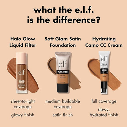 e.l.f. Soft Glam Foundation, Medium Coverage, Long-Lasting & Buildable Foundation For A Smooth, Satin Finish, Vegan & Cruelty-Free, 51 Deep Cool