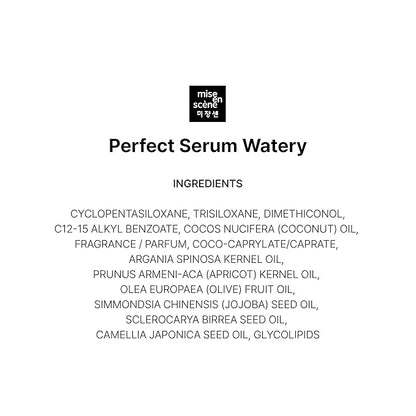 Mise En Scene Perfect Watery Serum for Hair Moisturizing - Korean Hair Argan Oils, Hair Essence for Hydrating with Citrus Scent, Derma Test Completed, 2.70 fl. Oz