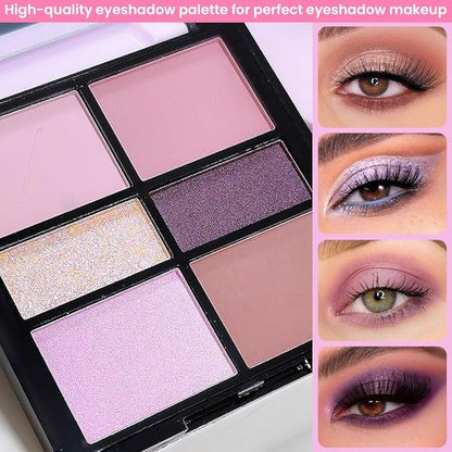Six-Color Eyeshadow Makeup Palette, Deep Nude Rose Gold Amethyst Champagne Gold Plum Red Pink Eyeshadows, Blendable Matte and Shimmer, Long-Lasting -Waterproof-Cruelty-Free With Built-In Mirror - 03#