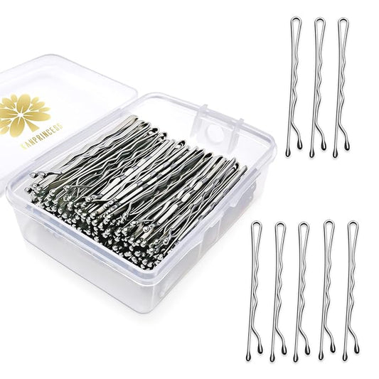 100PCS 2Inches Hair Pins Kit Hair Clips Secure Hold Bobby Pins Hair Clips for Women Girls and Hairdressing Salon With Clear Storage Box(Silver)