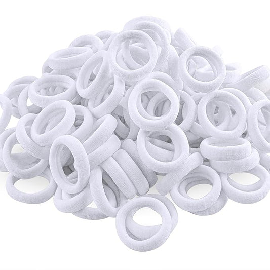 120 Pcs Baby Hair Ties, Cotton Toddler Hair Ties for Girls and Kids, Multicolor Small Seamless Hair Bands Elastic Ponytail Holders (White)