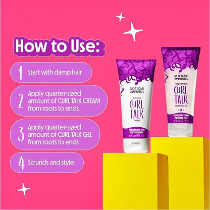 Not Your Mother's Fragrance-Free Curl Talk Sculpting Gel & Defining Cream (2-Pack) - 6 fl oz - Protein-Free Hair Products for Sensitive Curls