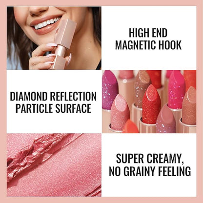 Oulac Shimmer Brown Lipstick, Infinity High Shine Finish, Hydrating Lip Color Infused with Damask Rose Oil for All-Day Comfort, Gluten-Free Vegan Beauty, D06 Brown Diamond