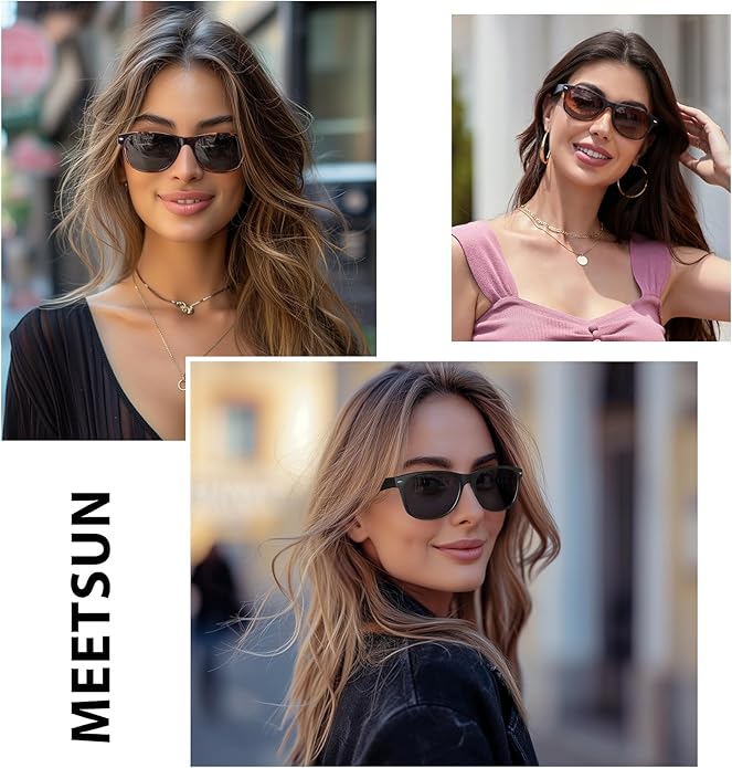 MEETSUN Classic Polarized Sunglasses for Women Men Trendy Retro Sun Glasses for Driving UV Protection (3 Pack)