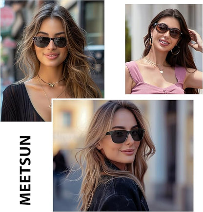 MEETSUN Classic Polarized Sunglasses for Women Men Trendy Retro Sun Glasses for Driving UV Protection (3 Pack)