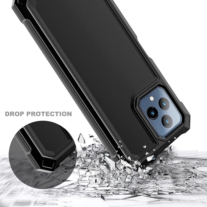 NZND Designed for T-Mobile REVVL 6 5G Phone Case, REVVL 6X 5G Phone Case with [Built-in Screen Protector], Full-Body Shockproof Protective Rugged Bumper Cover Case (Black)