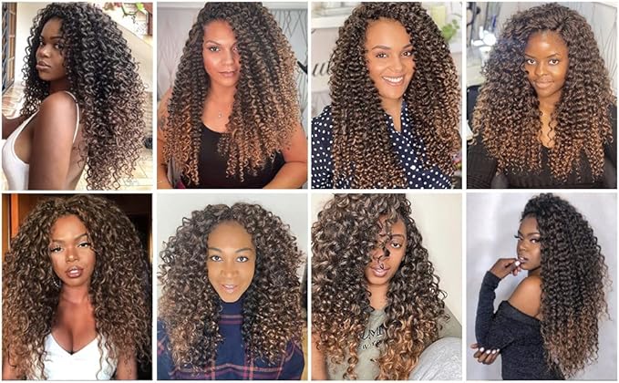 8 Packs Curly Crochet Hair GoGo Curl Crochet hair for Women Deep Wave Braiding hair,Synthetic Bohemian Crochet Braid Water Wave Crochet hair Extensions (1B/30, 18inch)
