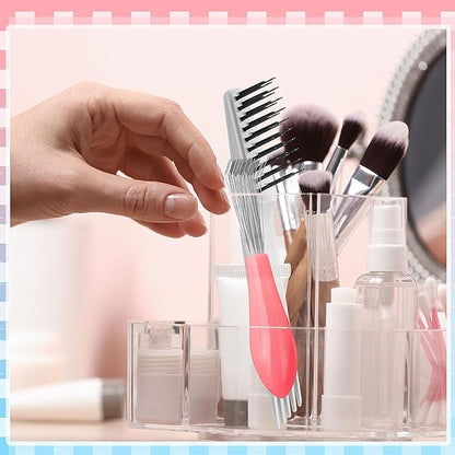 Boao 2 Pieces Hair Brush Cleaning Tool Comb Set 2-in-1 Mini Hair Brush Dirt Remover with Metal Wire Rake for Removing Dust Home and Salon Use (Pink and Gray)