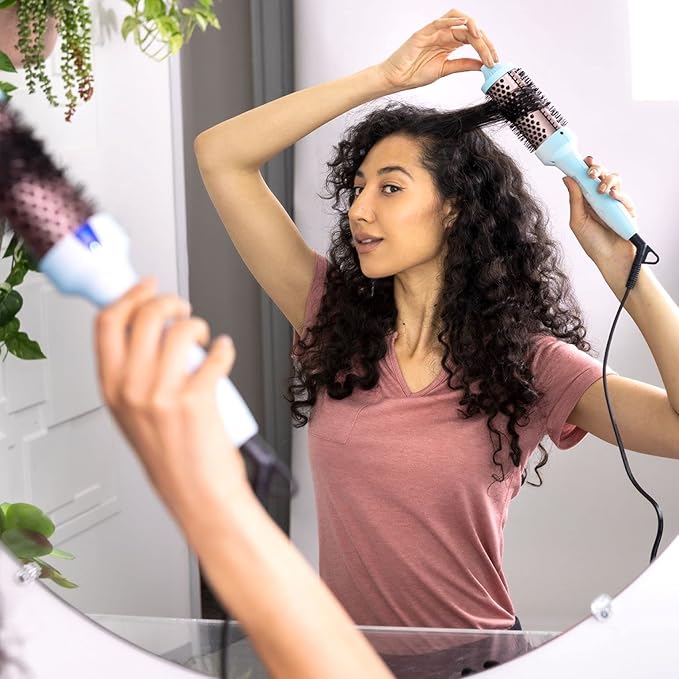 CALISTA FAUXblo Thermal Blowout Brush | Heated, Airless Round Brush | Heats to 365F | One-Step Blowout for Smooth, Shiny Hair | 3 Sizes | Dual Voltage (Emerald, 1.77)