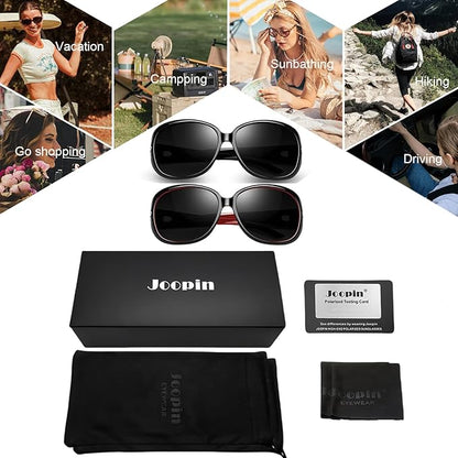 Joopin Big Womens Sunglasses Polarized Trendy Sun Glasses Large Rectangle UV Protection Rhinestone Sunnies