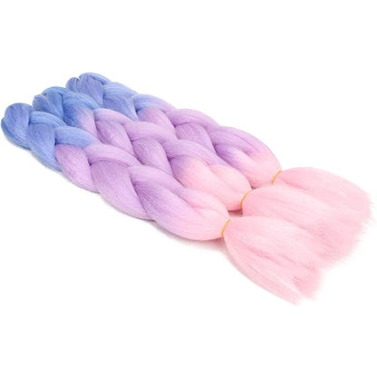 Ombre Braiding hair synthetic Crochet braids twist 24inch 3pcs/lot 100g Ombre two three tone Jumbo braid hair extensions Dreadlocks…… (Pink-Blue-Purple)