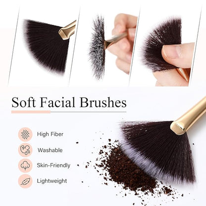 9 Pieces Facial Fan Mask Brushes, Soft Facial Applicator Brushes Tools for Peel Glycolic Makeup for Mud Cream(Brown)