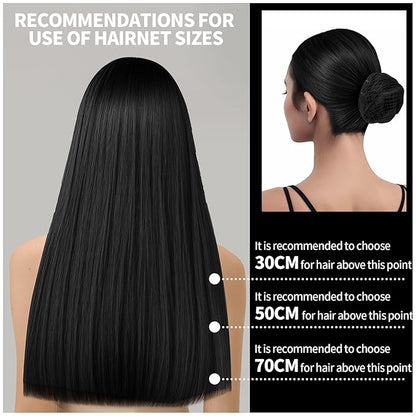 Teenitor Invisible Elastic Hair Nets with Bobby Pins for Ballerina Buns - 40 Black Nets (12, 20, 28 Inch) and 80 Pins