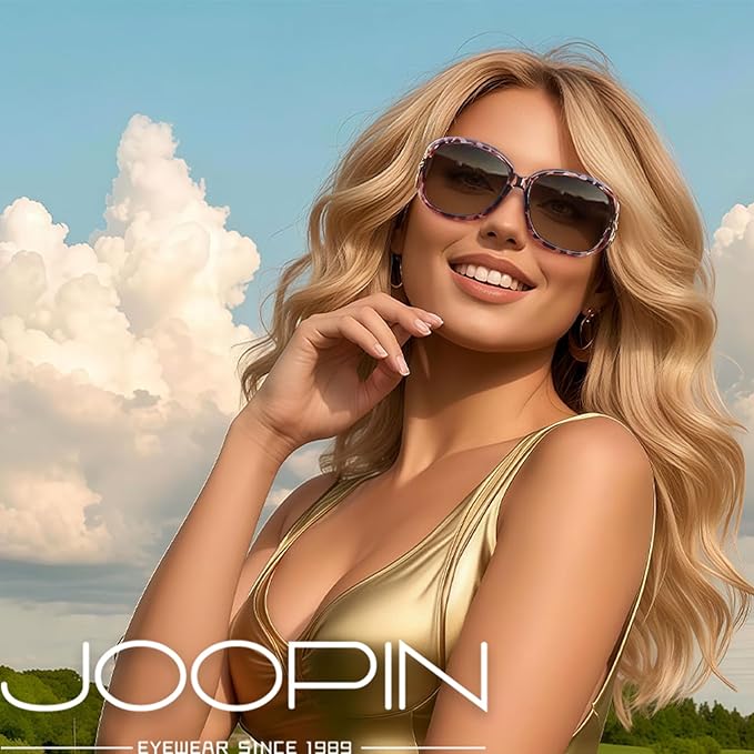 Joopin Big Womens Sunglasses Polarized Trendy Sun Glasses Large Rectangle UV Protection Rhinestone Sunnies
