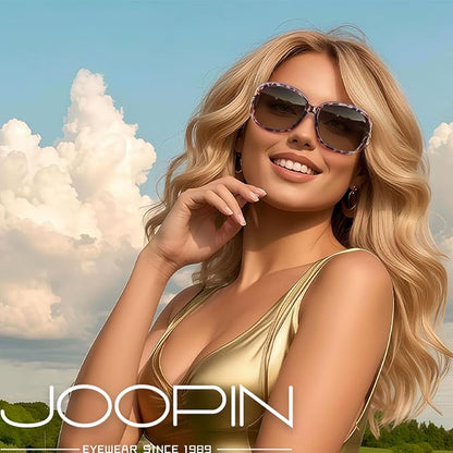 Joopin Big Womens Sunglasses Polarized Trendy Sun Glasses Large Rectangle UV Protection Rhinestone Sunnies