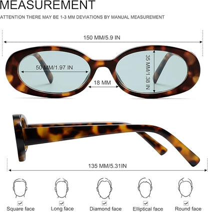 VANLINKER Polarized Retro Oval Sunglasses for Women and Men Small 90s Style VL9580