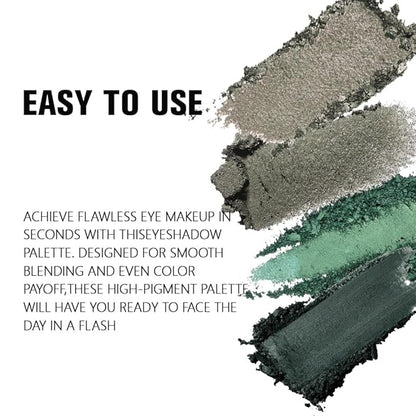4 Colors Soft Mint Deep Emerald Gunmetal Silver Eye Shadow Palette Makeup, Highly Pigmented Waterproof Matte Shimmer Eyeshadow Palette for Women, paleta de sombras de ojos, Vegan & Cruelty-free
