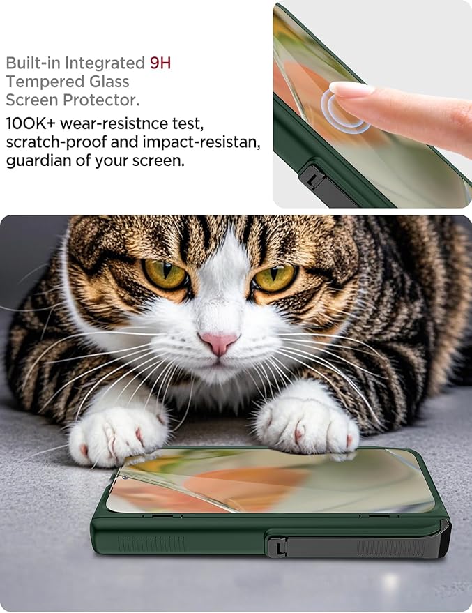 Miimall Shockproof Cases for Pixel 9 Pro Fold, [Kickstand & Hinge Protection][All-Inclusive Protection] Anti Drop Rugged Case for Google Pixel 9 Pro Fold 5g Phone Case, Dark Green