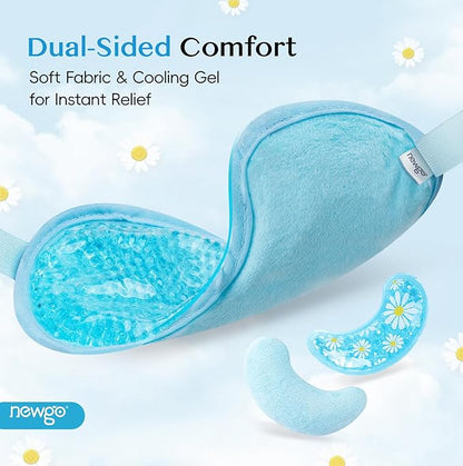 NEWGO Cooling Eye Mask Gel Under Eye Pads Set for Dark Circles, Under Eye Bags, Puffy Eyes, Migraines, Dry Eyes, Post-Surgery, Gifts for Women