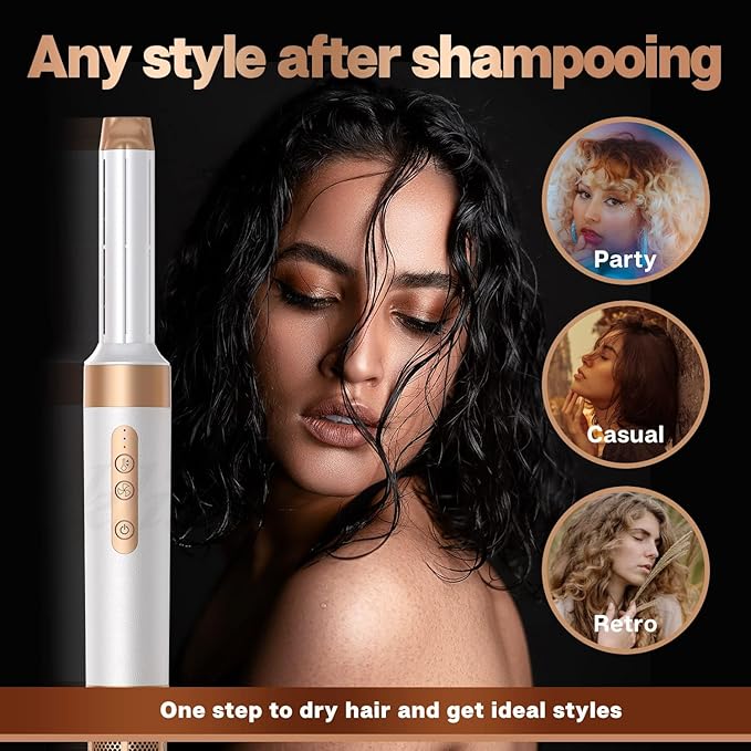 7 in 1 Hair Dryer Brush, Professional Hot Air Styler, 110000 RPM High-Speed Blow Dryer with Negative Ions for Fast Drying Curling Straightening Volumizing Versatile Hair Styling Tool