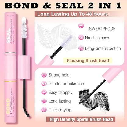 Natural Lash Extension Kit 8-16mm Lash Clusters Wispy Eyelash Clusters Sweatproof Lash Clusters C Cluster 144pcs with Bond and Seal Lash Glue and Eyelash Extension Tweezers DIY at Home