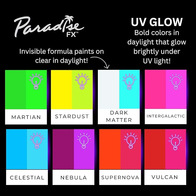 Mehron Makeup Paradise Makeup FX Face & Body Paint (1.4 oz) (Nebula – Neon Purple/Purple UV)