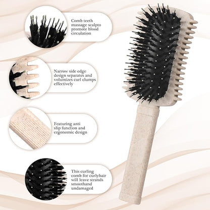 Curly Hair Brush Defining, Volume Curl Defining Brush for Curly Hair, Detangling Shaping and Styling Women's Curls to Reduce Pulling (Beige 1PC)