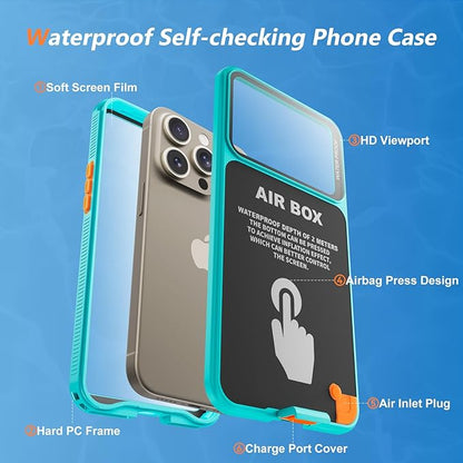 Mitywah Waterproof Case for iPhone, Underwater Snorkeling Diving Phone Case for iPhone 15PM 14PM 13PM 12PM /15PLUS 14PLUS, HD Underwater Photography Snorkeling Case Travel Essentials Blue Green