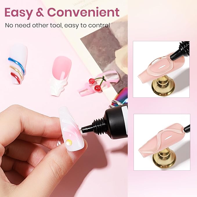 MIZHSE 3D Nail Gel, 2 Pcs 15g 3D Gel Nail Art Sculpting Gel for Nail Art, No Wipe Clear and Milky White Molding Gel for Nails Art Decoration Manicure Charms Home DIY