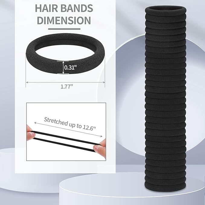 150 Pcs Elastic Hair Ties No Damage for Thick & Thin Hair, Ponytail Holders, Elastics, Soft Pony Tails Bands for Women, All Black