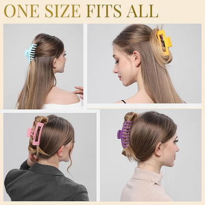 LuSeren 8 Pack Colorful Hair Clips for Women 4.3 Inch Large Hair Claw Clips for Women Thin Thick Curly Hair, Big Banana Clips,Strong Hold jaw clips