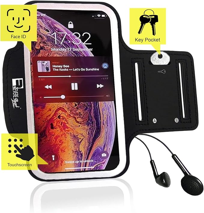RevereSport iPhone Pro 16/15/14/13/12 Running Armband. Phone Arm Holder for Sports, Gym Workouts and Exercise