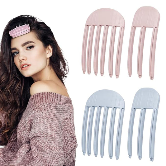 4Pack Hair Volume Clips, Volume Hair Clips for Fluffy Bangs, Easy High Crown Volumizing Hair Clips for Women，Root Clips for Curly Hair Tool Natural Voluminous Look. (2Pink+2Blue, normal)