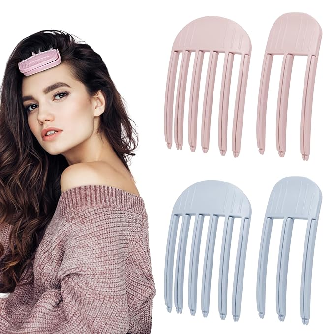 4Pack Hair Volume Clips, Volume Hair Clips for Fluffy Bangs, Easy High Crown Volumizing Hair Clips for Women，Root Clips for Curly Hair Tool Natural Voluminous Look. (2Pink+2Blue, normal)
