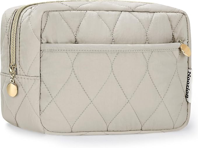 Noozion Makeup Bag, Travel Cosmetic Bag, Puffy Padded Make Up Bag for Women, Makeup Organizer Case, Wide-open Pouch Purse, Travel Essentials