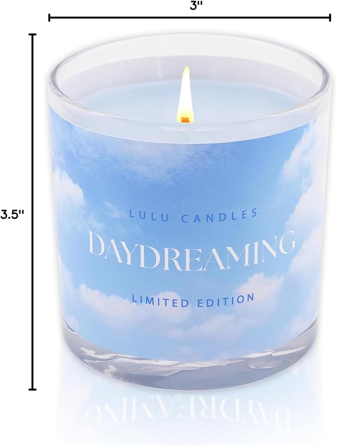 Lulu Candles | in The Clouds Collection | Daydreaming | Lavender & Bergamot Scent | Smells Clean & Relaxing | Hand Poured in The USA | Highly Scented & Long Lasting (9 Oz. Gift Box)