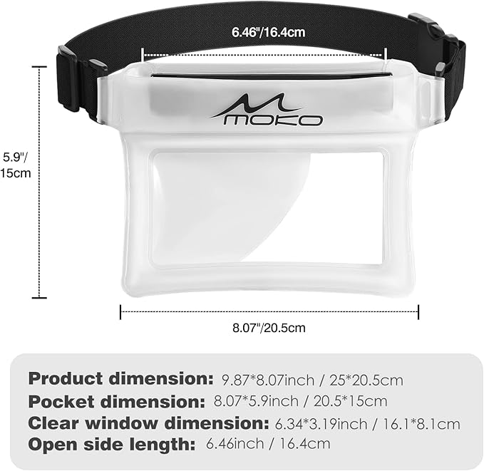 MoKo Waterproof Phone Pouch Fanny Pack, Floating Dry Bag for Swimming Kayaking Snorkeling, Compatible with iPhone 14 13 12 11 Pro Max X/Xr/Xs Max, Galaxy S21 Ultra/S9/Note 10 Plus, Matte White