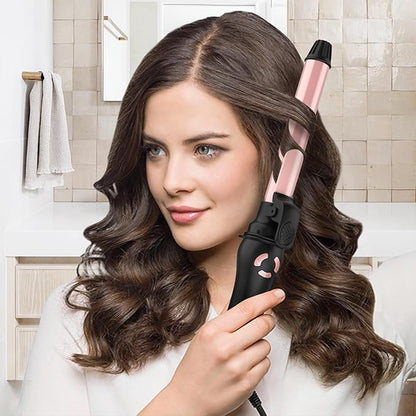 New Version Lanvier Rotating Curling Iron 1 Inch Automatic Curling Wand for Waves; Tourmaline Ceramic Self Curler with 2 Rotating Speed, 11 Adjustable Temperature & Dual Voltage for Worldwide Use