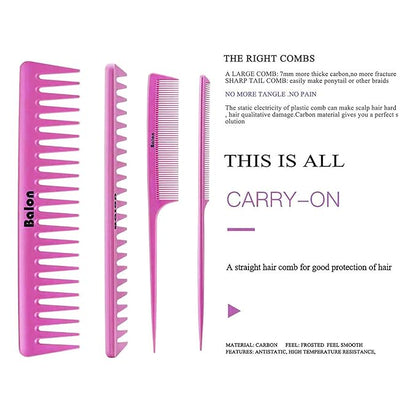 4Pcs Detangling Brush Set for Women - Paddle Brush for Wet or Dry Straight, Long, Thick, Curly, Natural Hair, No More Tangles (Pink)