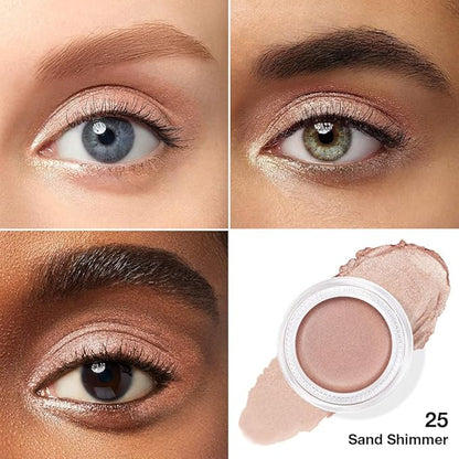 evpct Single Cream Eye Shadow Palette Pot Makeup for Older Women, Sand Shimmer Glitter Metallic Monochrome Cream to Powder Eyeshadow Palette Eye Brightener, Highly Pigmented Waterproof Blendable