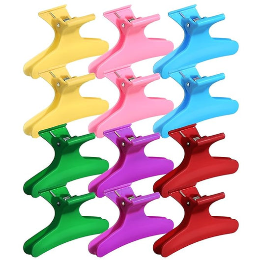Ondder 12 Pack Butterfly Hair Clips for Styling Sectioning Pro Salon Butterfly Plastic Claw Clips Hair Styling Clip Barber Clips for Cutting, Coloring Hair, Hair Accessories for Women Girls