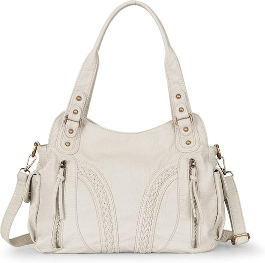 Montana West Washed Leather Hobo Bags for Women Roomy Handbags with Crossbody Strap