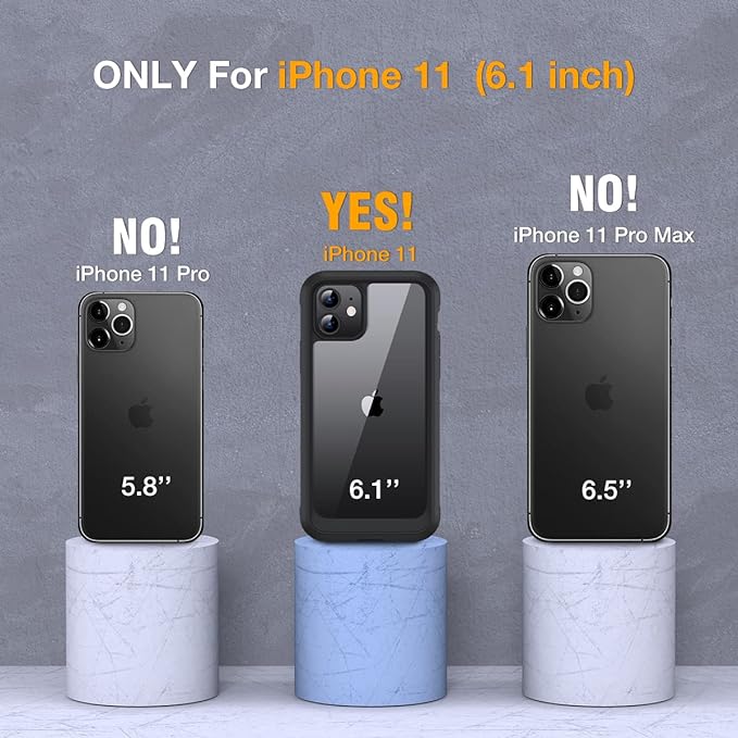 Miracase Glass Series Designed for iPhone 11 Case [2023 Upgraded] Full-Body Rugged Bumper Case with Built-in 9H Tempered Glass Screen Protector and Camera Protector (Black)