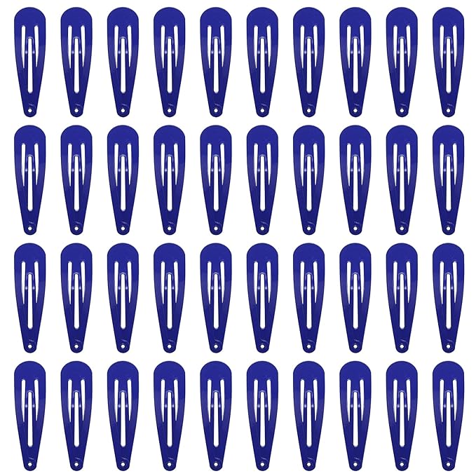 40 Counts Colorful Metal Snap Hair Clips 2 Inch Barrettes for Women Accessories (royal blue)
