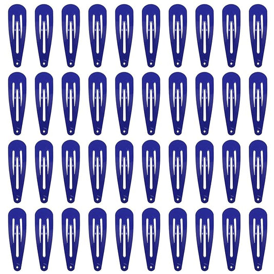 40 Counts Colorful Metal Snap Hair Clips 2 Inch Barrettes for Women Accessories (royal blue)