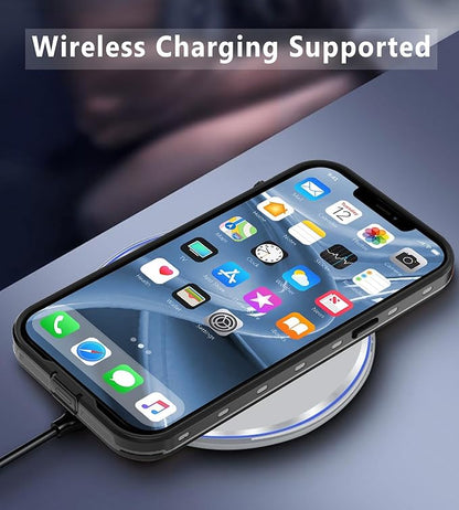 Design for iPhone 12 Case Waterproof, Full Body Underwater Dustproof Shockproof Case Built-in Screen Protector (Clear, 12-6.1)
