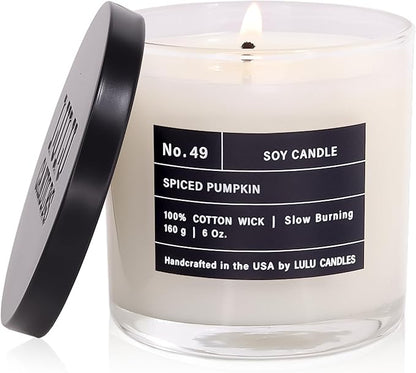 Lulu Candles | Spiced Pumpkin | Smells Like Pumpkin & Chai | Luxury Scented Soy Jar Candle | Hand Poured in The USA | Highly Scented Long Lasting (6 Oz.)
